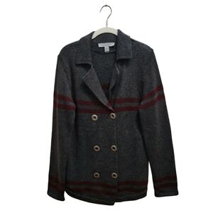 Ruff Hewn Grey Double-Breasted Knit Cardigan Womens XL Wool Alpaca Academia NWT